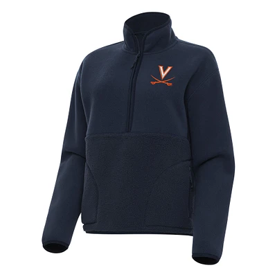Women's Antigua Navy Virginia Cavaliers Figure Half-Zip Pullover Sweatshirt