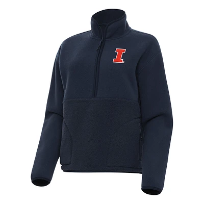 Women's Antigua Navy Illinois Fighting Illini Figure Half-Zip Pullover Sweatshirt