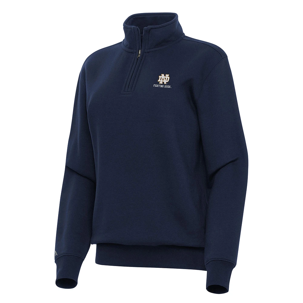 Women's Antigua Navy Notre Dame Fighting Irish Logo & Wordmark Victory Quarter-Zip Sweatshirt
