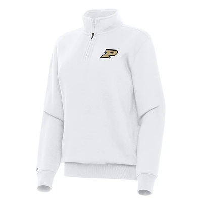 Women's Antigua White Purdue Boilermakers Victory Quarter-Zip Sweatshirt