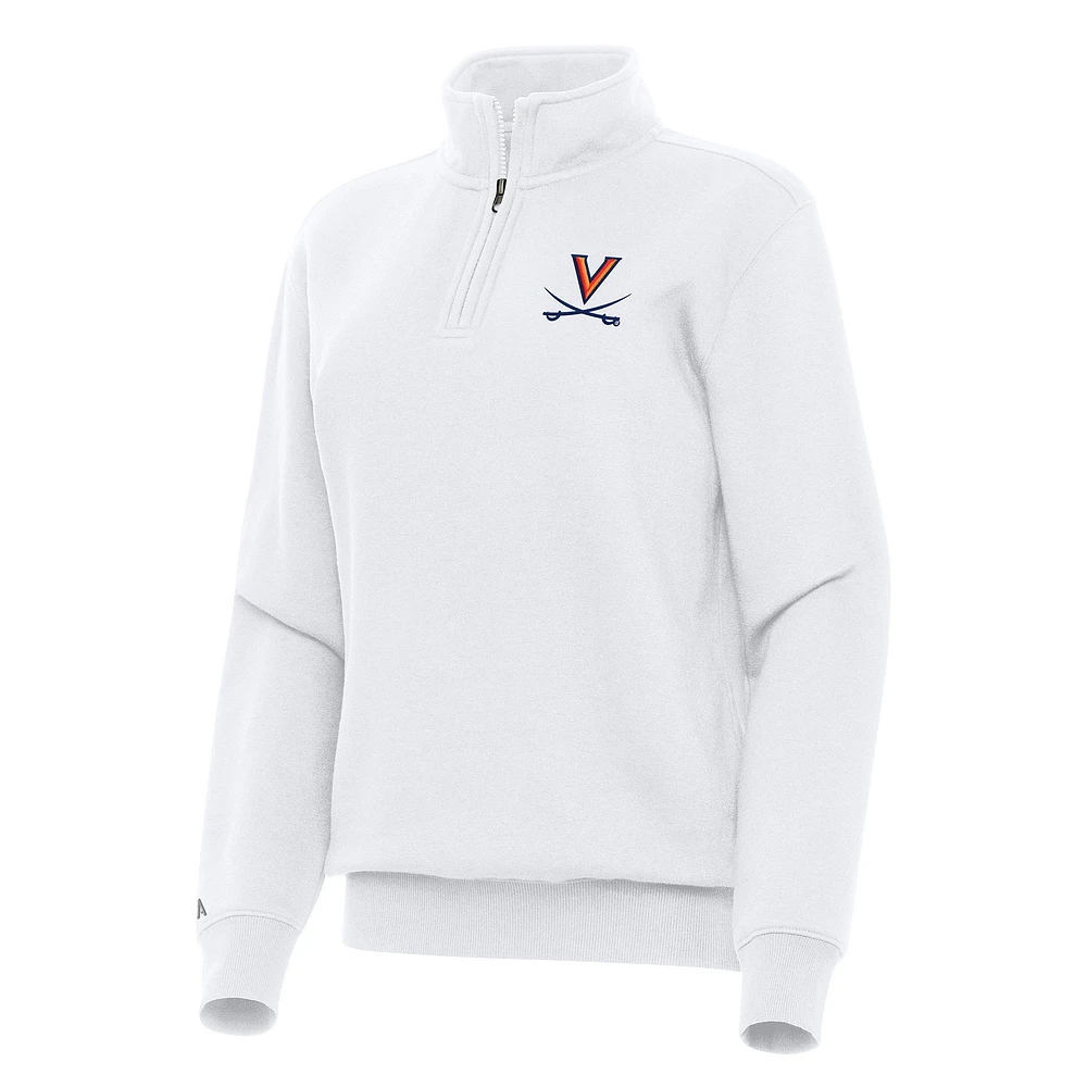 Women's Antigua White Virginia Cavaliers Victory Quarter-Zip Sweatshirt