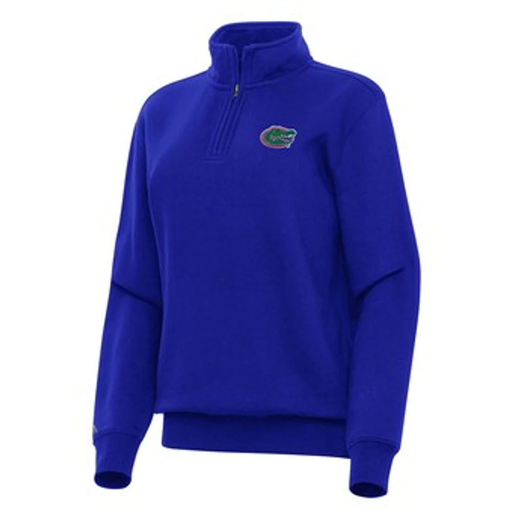 Women's Antigua Royal Florida Gators Victory Quarter-Zip Sweatshirt