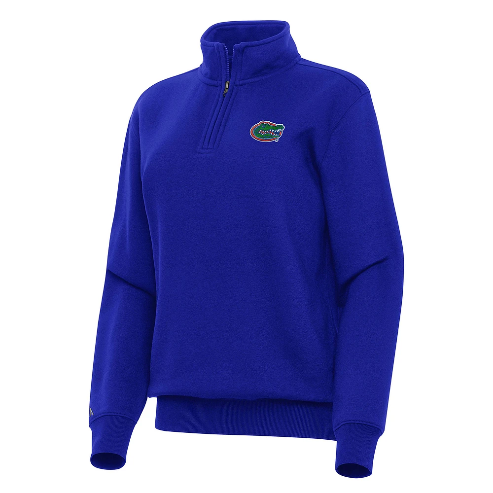 Women's Antigua Royal Florida Gators Victory Quarter-Zip Sweatshirt