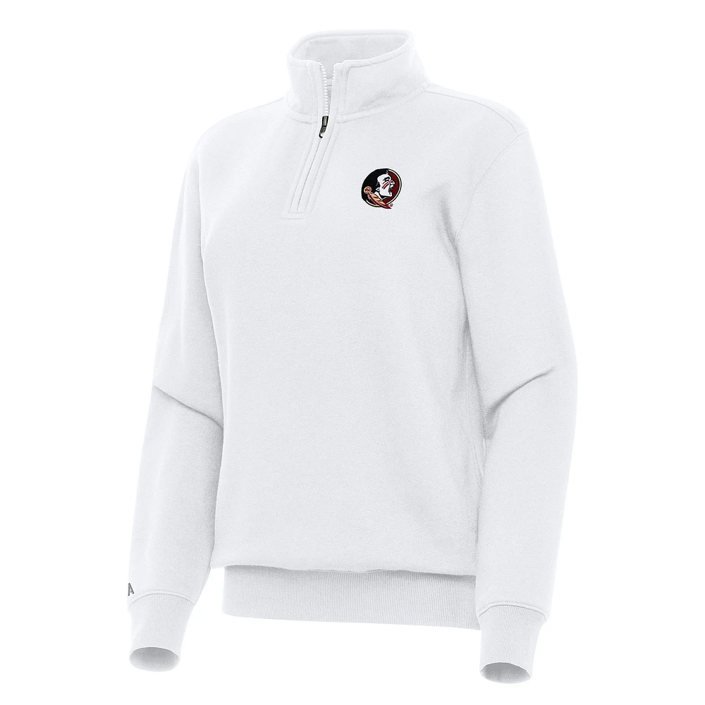 Women's Antigua White Florida State Seminoles Victory Quarter-Zip Sweatshirt