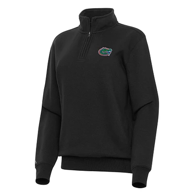 Women's Antigua Black Florida Gators Victory Quarter-Zip Sweatshirt