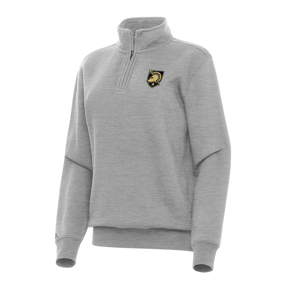 Women's Antigua Heather Gray Army Black Knights Victory Quarter-Zip Sweatshirt