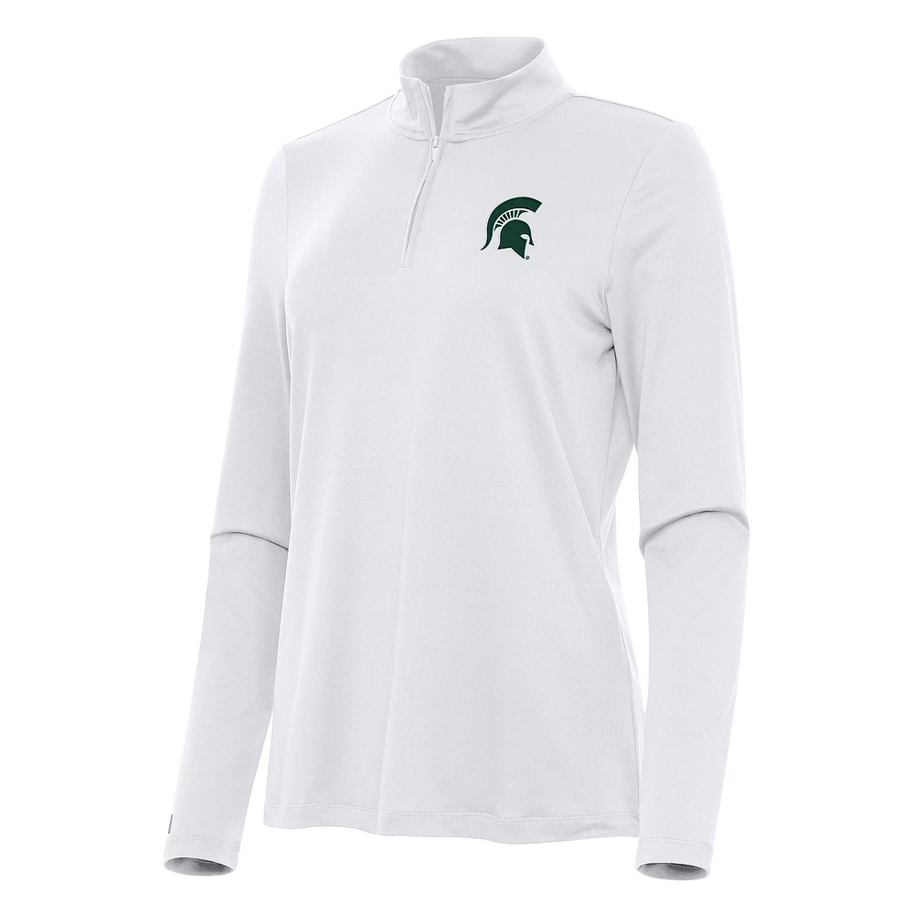 Women's Antigua White Michigan State Spartans Reprocess Quarter-Zip Top