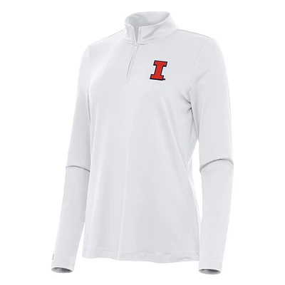 Women's Antigua White Illinois Fighting Illini Reprocess Quarter-Zip Top