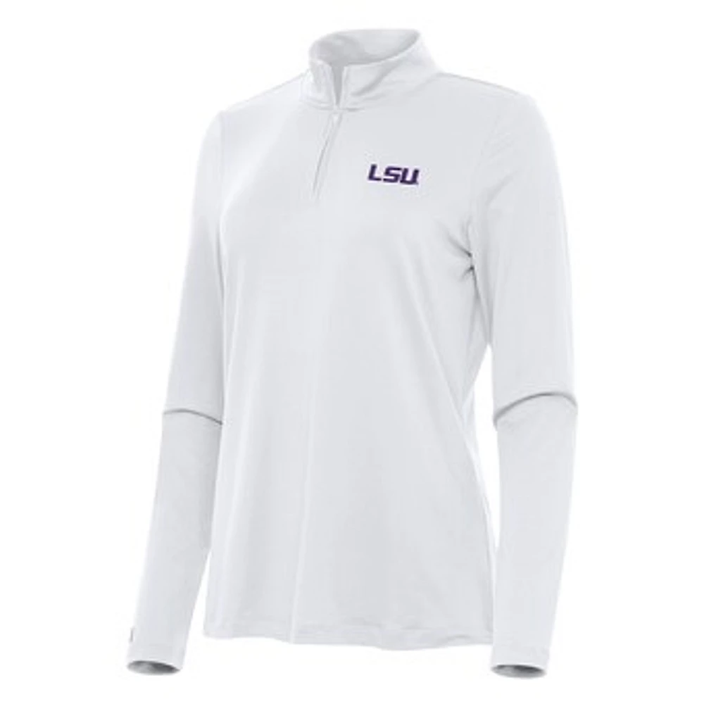 Women's Antigua White LSU Tigers Reprocess Quarter-Zip Top