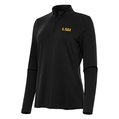 Women's Antigua Black LSU Tigers Reprocess Quarter-Zip Top