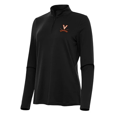 Women's Antigua Black Virginia Cavaliers Reprocess Quarter-Zip Top
