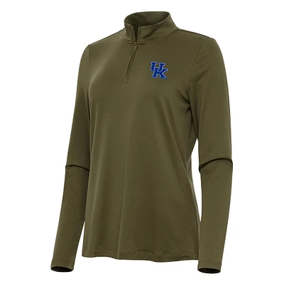 Women's Antigua Olive Kentucky Wildcats Reprocess Quarter-Zip Top