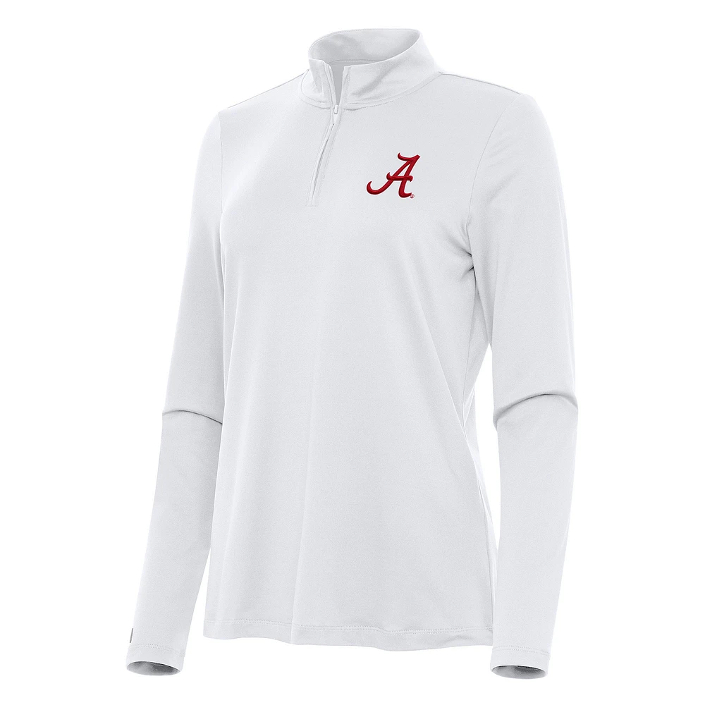 Women's Antigua White Alabama Crimson Tide Reprocess Quarter-Zip Top