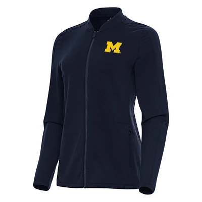 Women's Antigua Navy Michigan Wolverines Continual Full-Zip Jacket