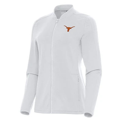 Women's Antigua White Texas Longhorns Continual Full-Zip Jacket