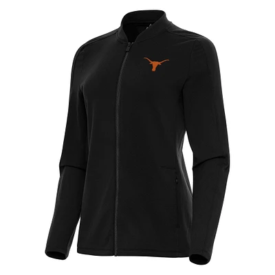Women's Antigua Black Texas Longhorns Continual Full-Zip Jacket