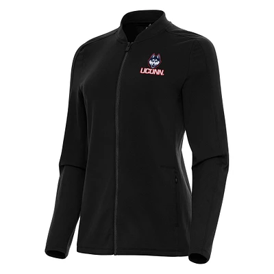 Women's Antigua Black UConn Huskies Continual Full-Zip Jacket