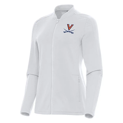 Women's Antigua White Virginia Cavaliers Continual Full-Zip Jacket