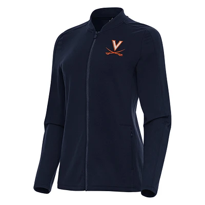 Women's Antigua Navy Virginia Cavaliers Continual Full-Zip Jacket