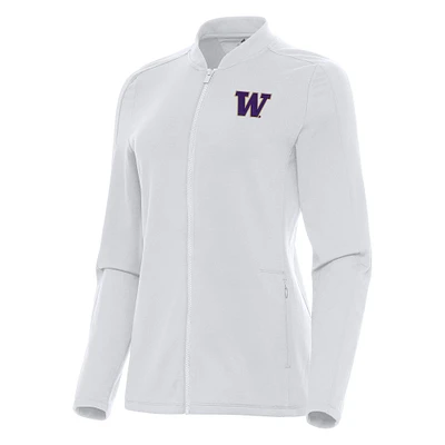 Women's Antigua White Washington Huskies Continual Full-Zip Jacket