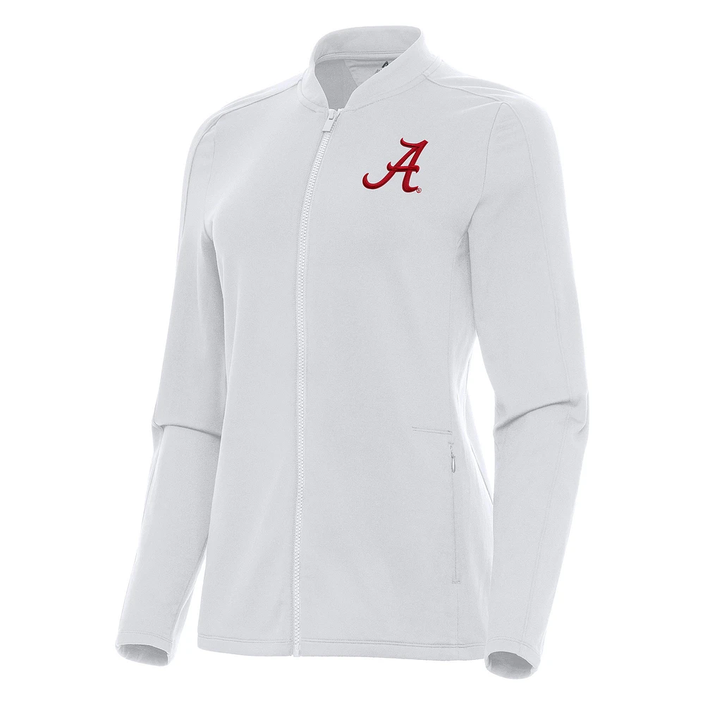 Women's Antigua White Alabama Crimson Tide Continual Full-Zip Jacket