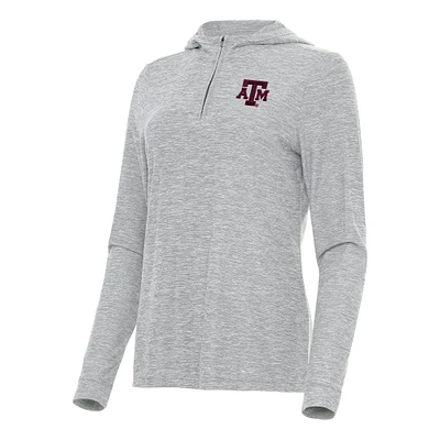 Women's Antigua Heather Gray Texas A&M Aggies Daybreak Quarter-Zip Hoodie