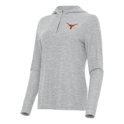 Women's Antigua Heather Gray Texas Longhorns Daybreak Quarter-Zip Hoodie