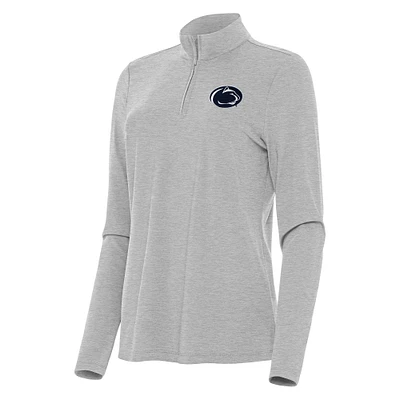 Women's Antigua Heather Gray Penn State Nittany Lions Bright Quarter-Zip Top
