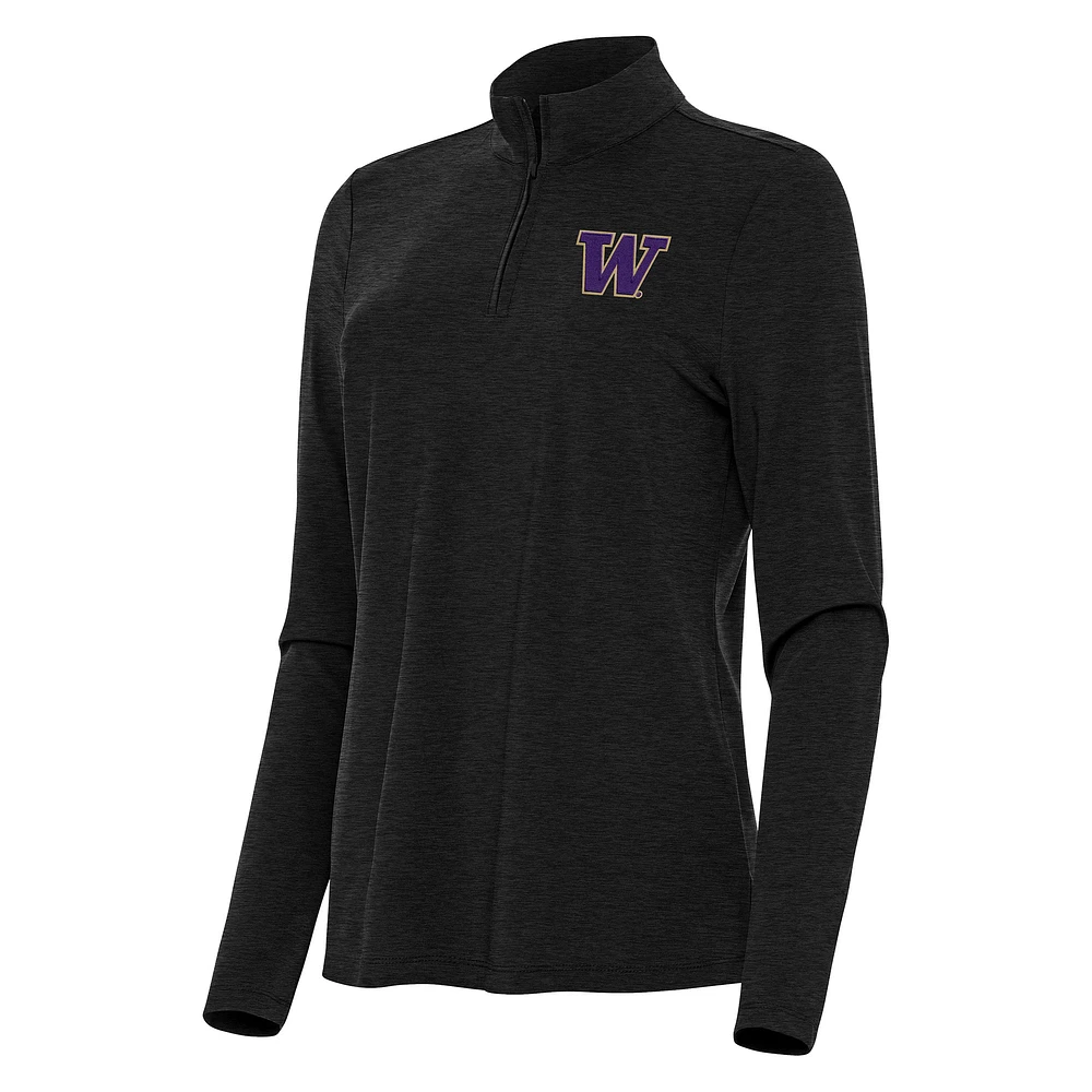 Women's Antigua Heather Black Washington Huskies Bright Quarter-Zip Top