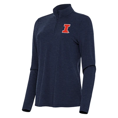 Women's Antigua Heather Navy Illinois Fighting Illini Bright Quarter-Zip Top