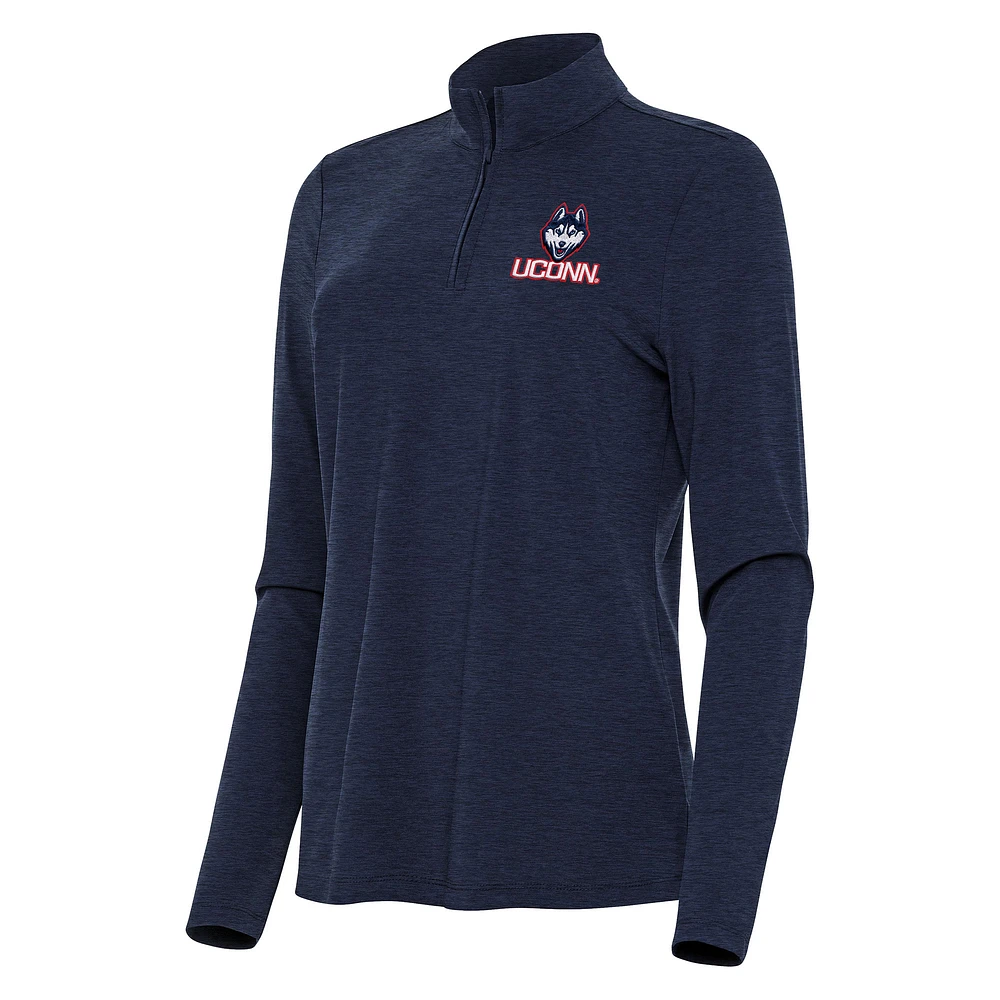Women's Antigua Heather Navy UConn Huskies Bright Quarter-Zip Top