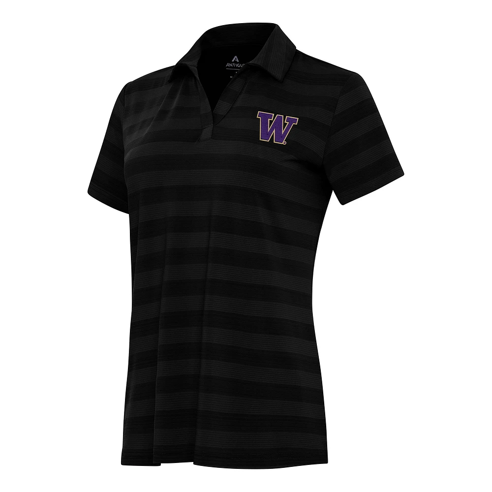 Women's Antigua Black Washington Huskies Tunnel Polo