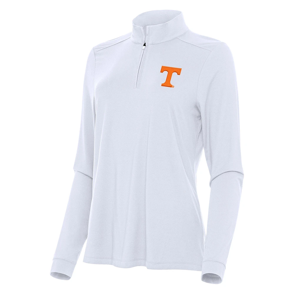 Women's Antigua White Tennessee Volunteers Intent Quarter-Zip Top