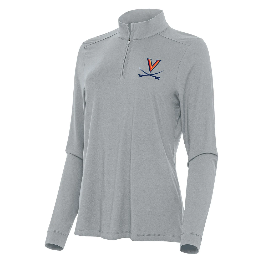 Women's Antigua Gray Virginia Cavaliers Intent Quarter-Zip Top