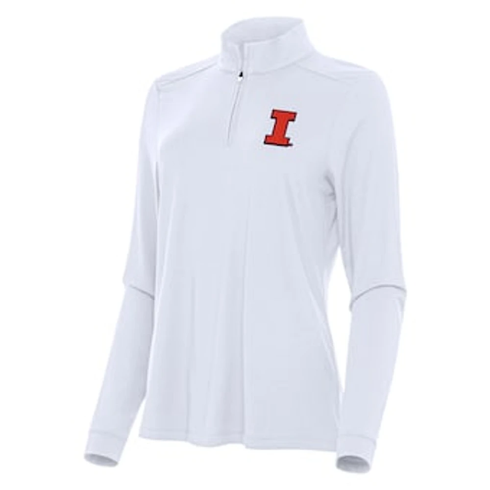 Women's Antigua White Illinois Fighting Illini Intent Quarter-Zip Top