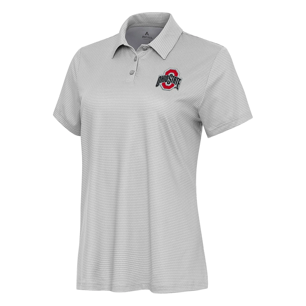 Women's Antigua White Ohio State Buckeyes Rings Polo
