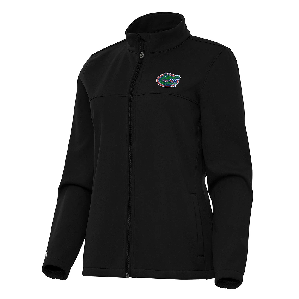 Women's Antigua Black Florida Gators Links 2 Full-Zip Golf Jacket