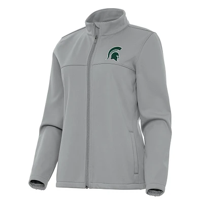 Women's Antigua Gray Michigan State Spartans Links 2 Full-Zip Golf Jacket