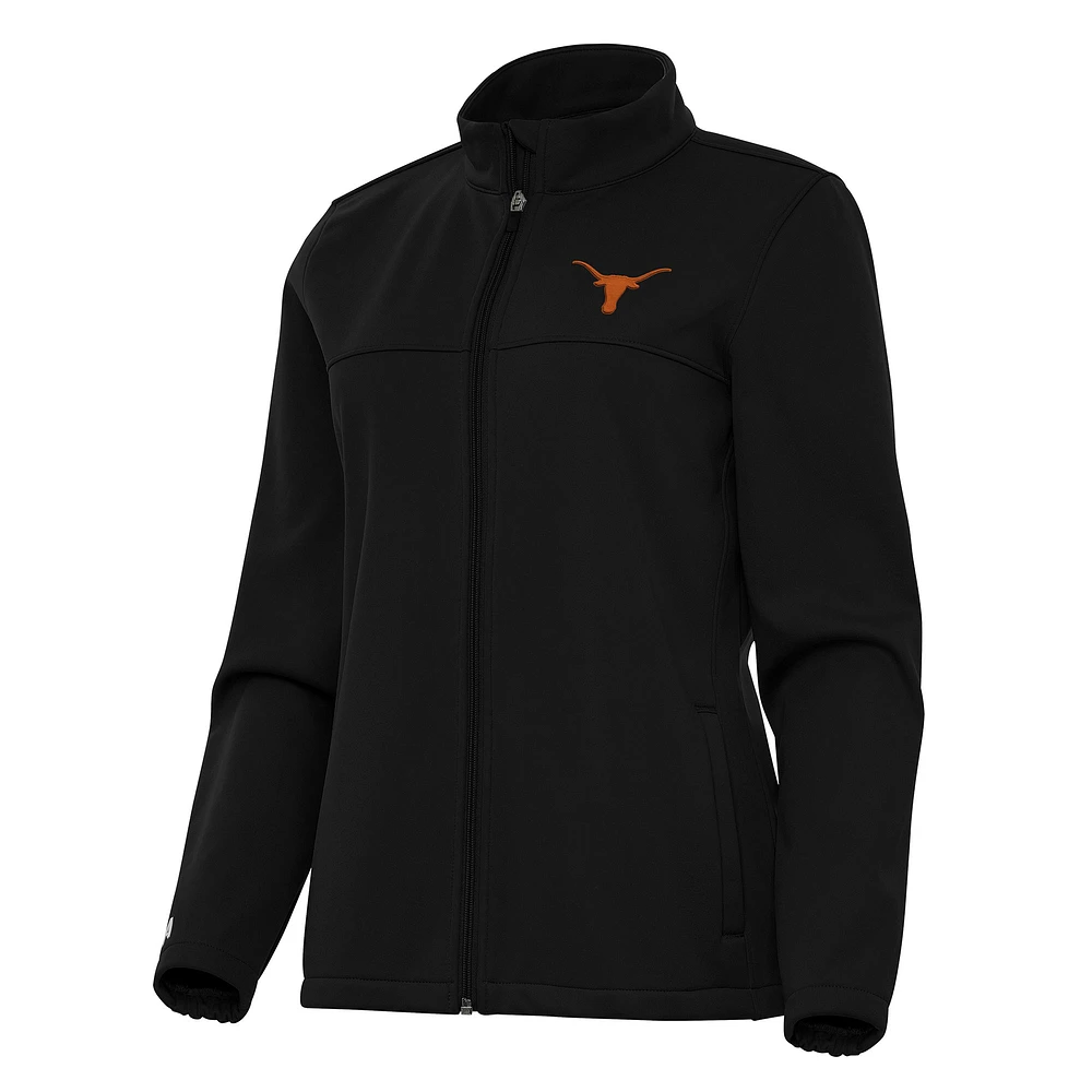 Women's Antigua Black Texas Longhorns Links 2 Full-Zip Golf Jacket