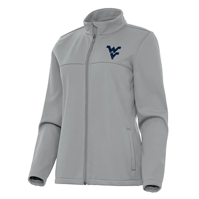 Women's Antigua Gray West Virginia Mountaineers Links 2 Full-Zip Golf Jacket