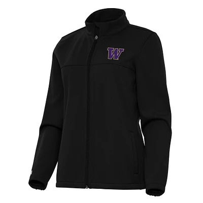 Women's Antigua Black Washington Huskies Links 2 Full-Zip Golf Jacket