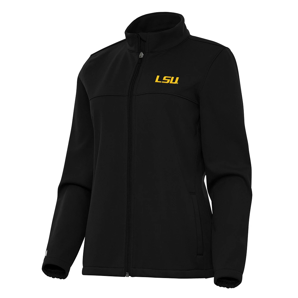 Women's Antigua Black LSU Tigers Links 2 Full-Zip Golf Jacket