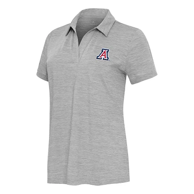 Women's Antigua Heather Gray Arizona Wildcats Layout V-Neck Polo