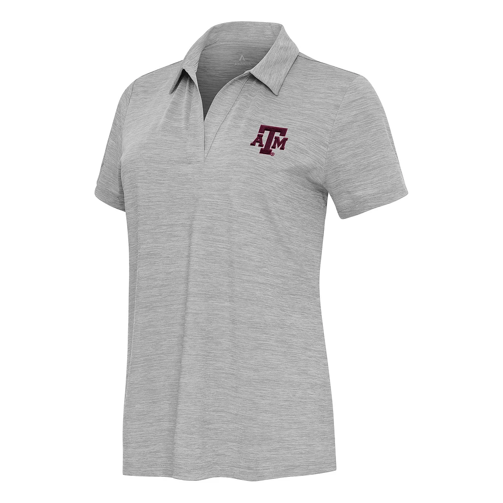 Women's Antigua Heather Gray Texas A&M Aggies Layout V-Neck Polo