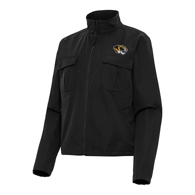 Women's Antigua Black Missouri Tigers Even Par Full-Zip Jacket