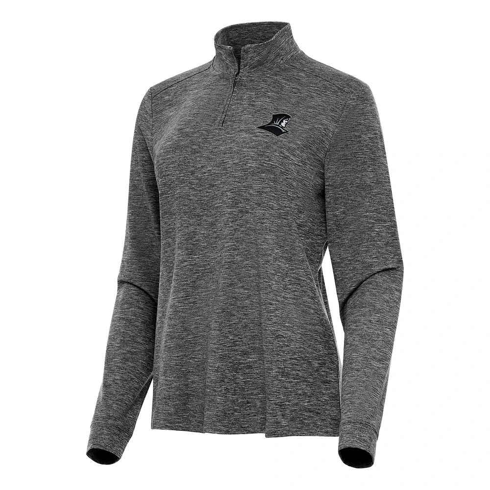 Women's Antigua Heather Providence Friars Mentor Long Sleeve Quarter-Zip Mock Polo
