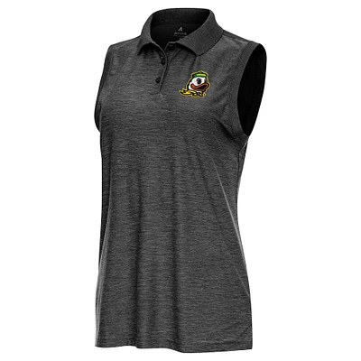 Women's Antigua Heather Black Oregon Ducks Recap Sleeveless Polo