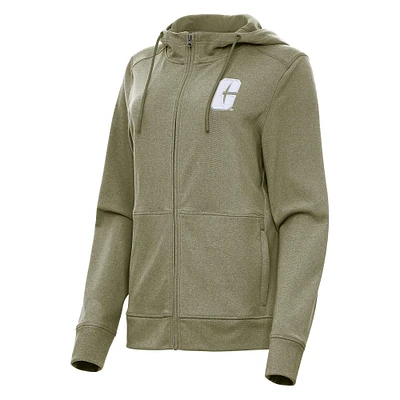 Women's Antigua Olive Charlotte 49ers Seeker Full-Zip Hoodie