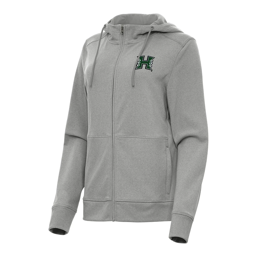 Women's Antigua Heather Hawaii Rainbow Warriors Seeker Full-Zip Hoodie