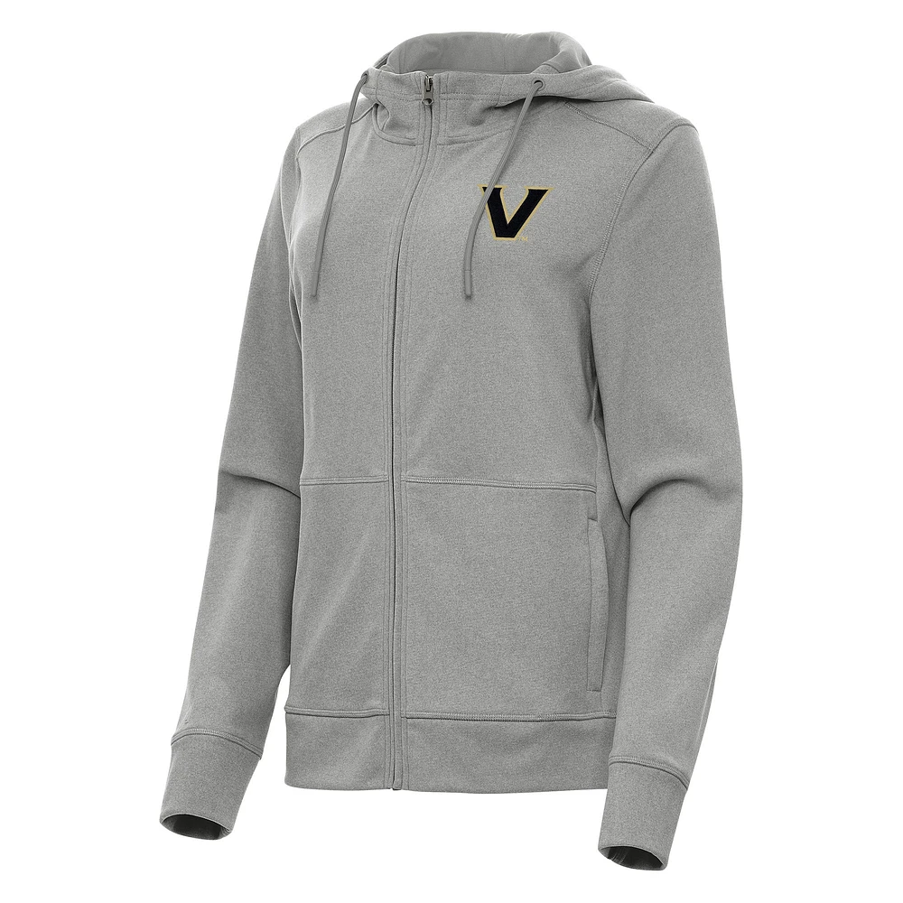 Women's Antigua Heather Vanderbilt Commodores Seeker Full-Zip Hoodie